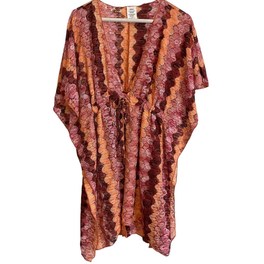 Becca Swim Manu Bay Tunic Cover-Up Size XS-S Pink Orange Retail $88